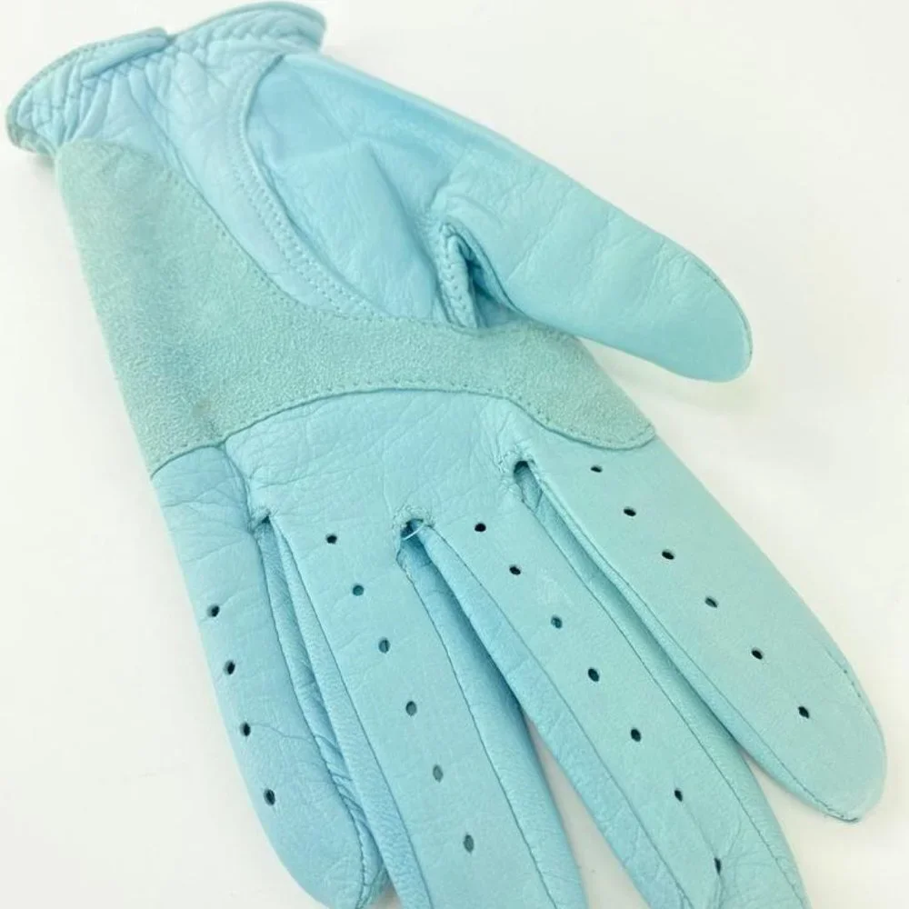 Hermès Sky Blue Leather Golf Driving Glove Size 7